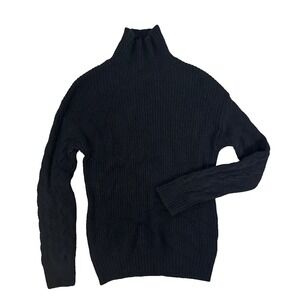 Gentle Herd Black Wool Cashmere Blend Turtleneck Sweater - size S